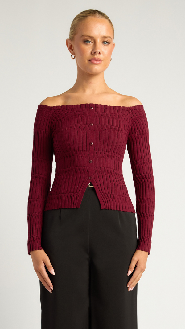 Verona Knit Top-Merlot