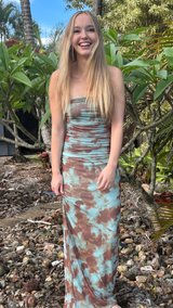 Amina Skirt-Choc/Aqua