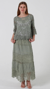The Poet Lace Skirt - Olive