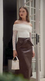 Carsson Pleather Skirt - Chocolate