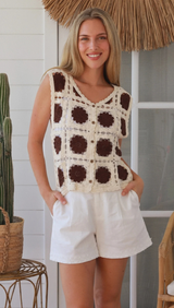 Tobi Crochet Top-Chocolate