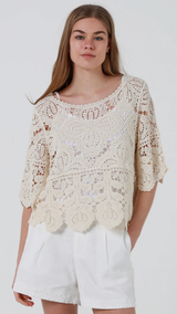 Moss Crochet Top-Natural