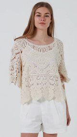 Moss Crochet Top-Natural