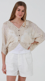 Myka Crochet Cardigan-Natural