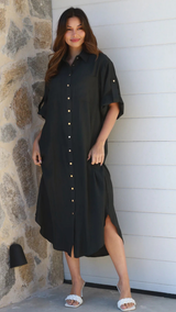 Alina Button Maxi - Black