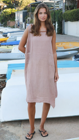 Zephyr Linen Dress-Mocha