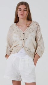 Myka Crochet Cardigan-Natural