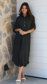 Alina Button Maxi - Black