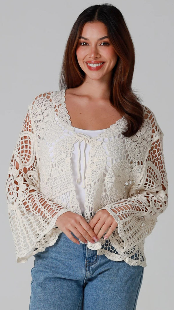 Niva Crochet Cardigan - Natural