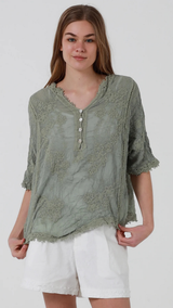 Neive Lace Shirt-Olive