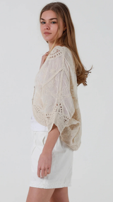 Myka Crochet Cardigan-Natural