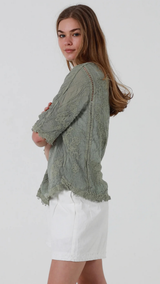 Neive Lace Shirt-Olive
