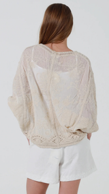 Myka Crochet Cardigan-Natural