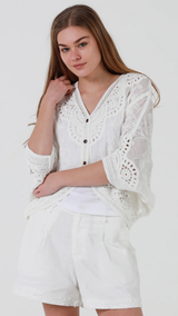 Myka Crochet Cardigan-White