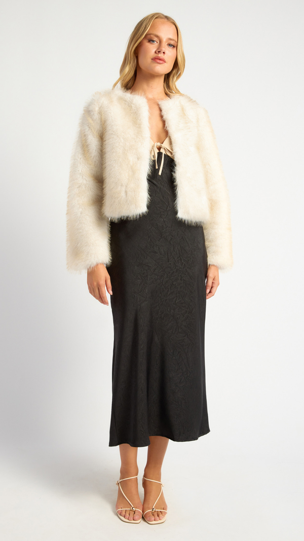 Gianna Faux Fur Coat-Ivory