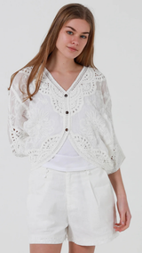 Myka Crochet Cardigan-White