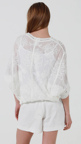 Myka Crochet Cardigan-White