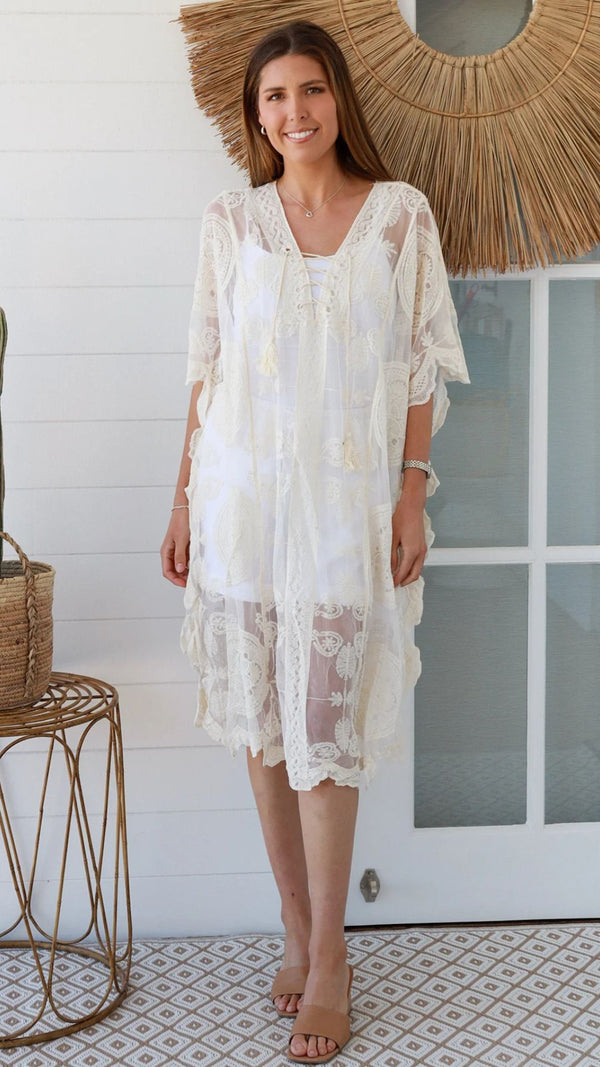 Lunessa Lace Kaftan - Natural