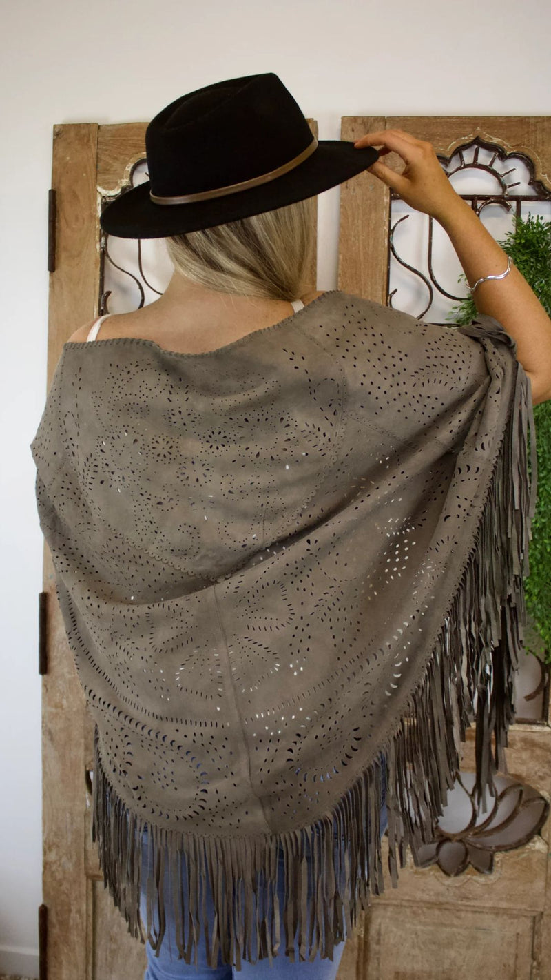 Suede Shawl - Mule Grey