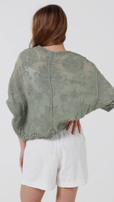 Cambri Crochet Cardigan-Olive