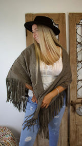 Suede Shawl - Mule Grey