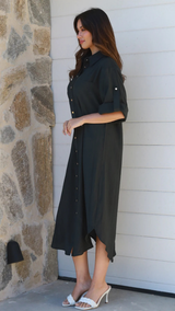 Alina Button Maxi - Black