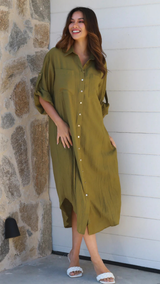 Alina Button Maxi - Olive