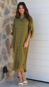 Alina Button Maxi - Olive
