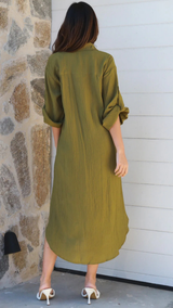 Alina Button Maxi - Olive