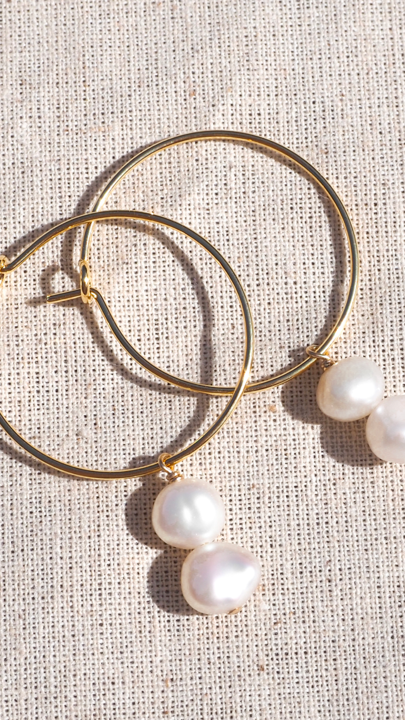 Pearl Stack Earrings-Gold