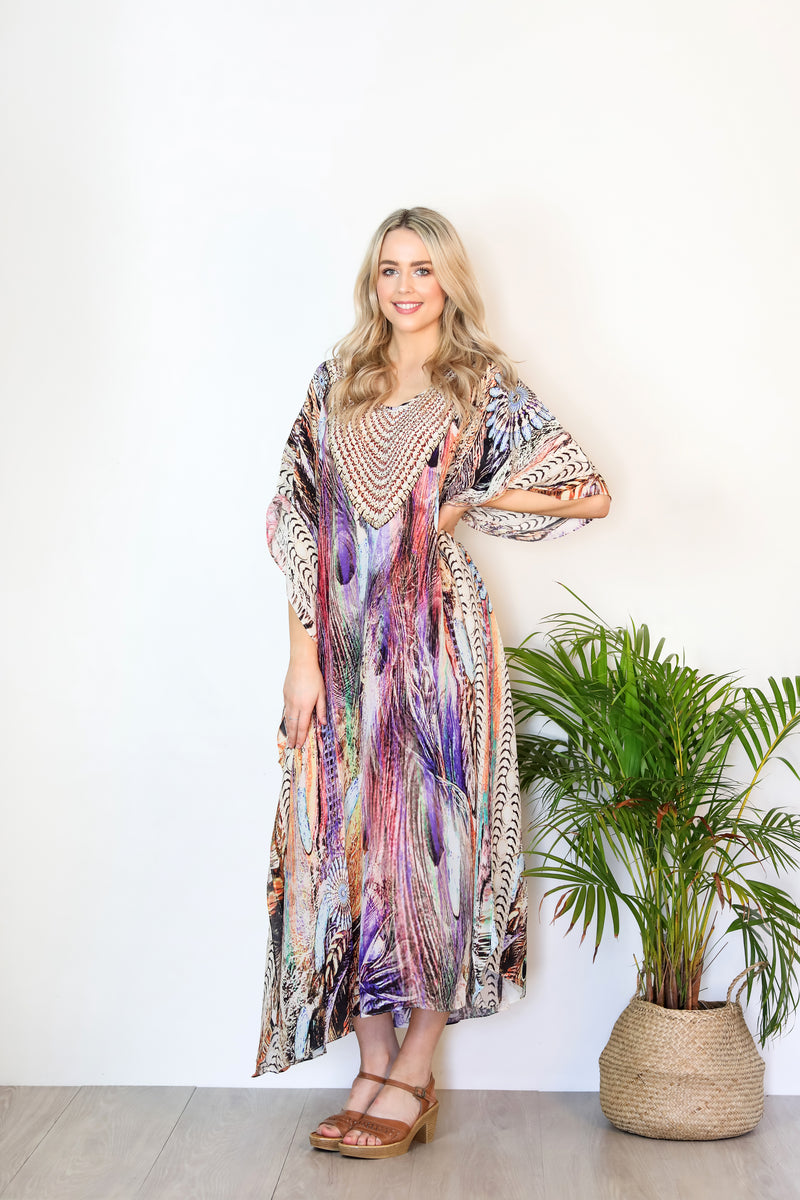 For JOJO Silk Long Kaftan