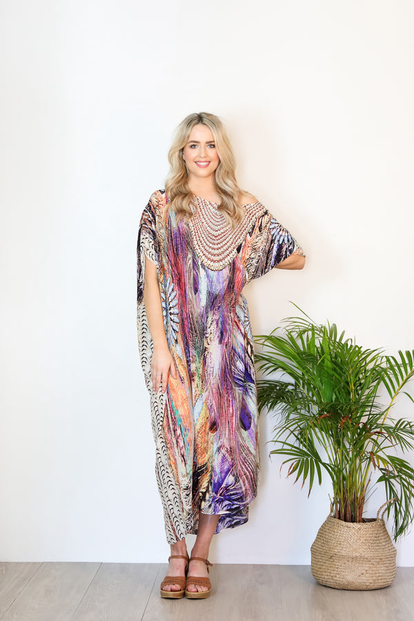 For JOJO Silk Long Box Kaftan