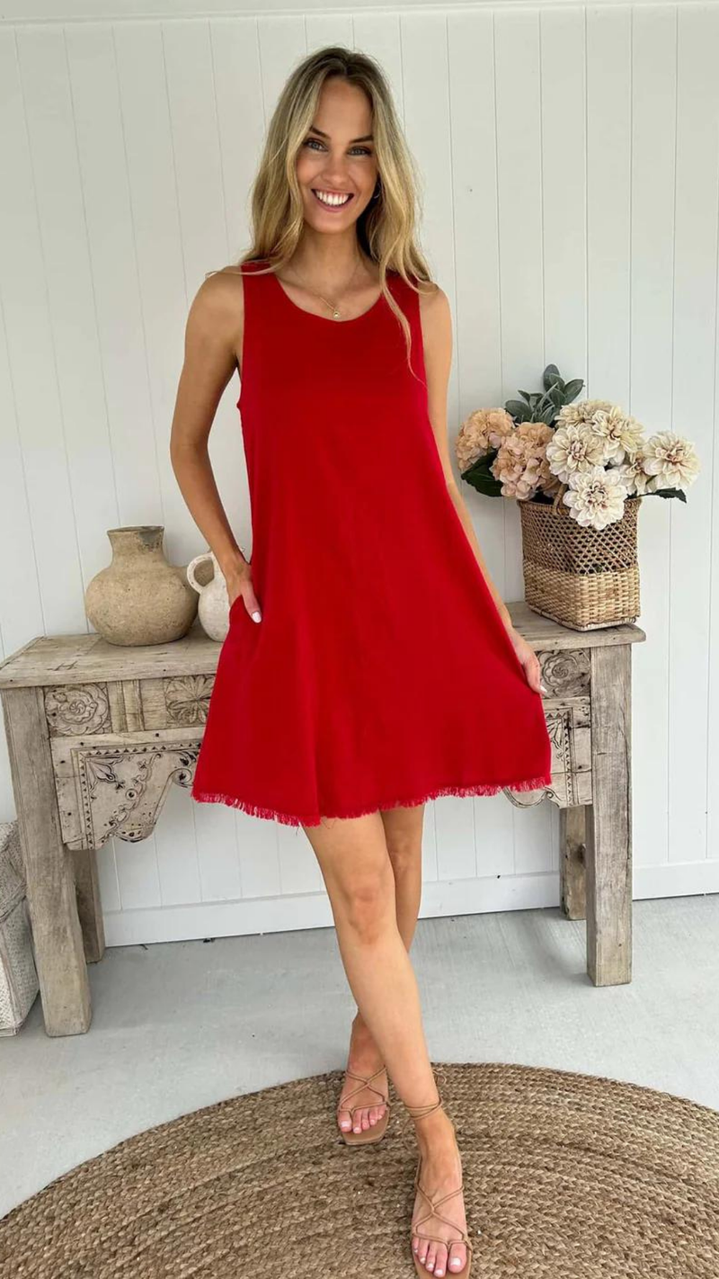 Freya Dress - Cherry