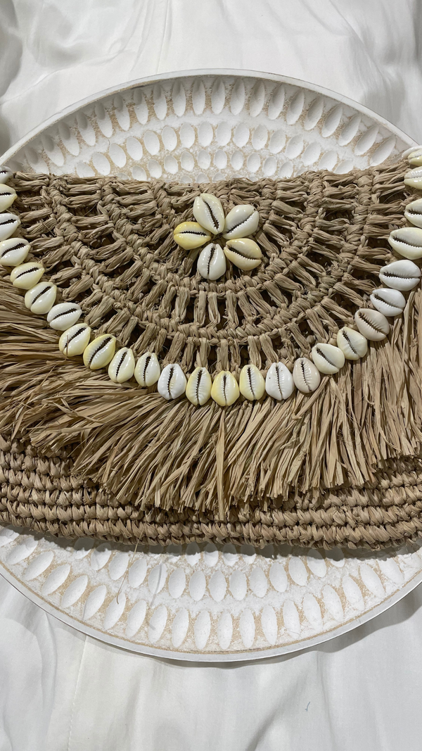 Kaia Raffia Clutch-Natural