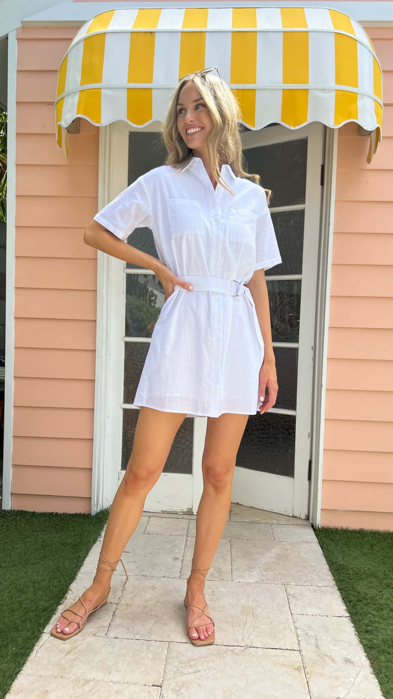 Sally Shirt Dress-White